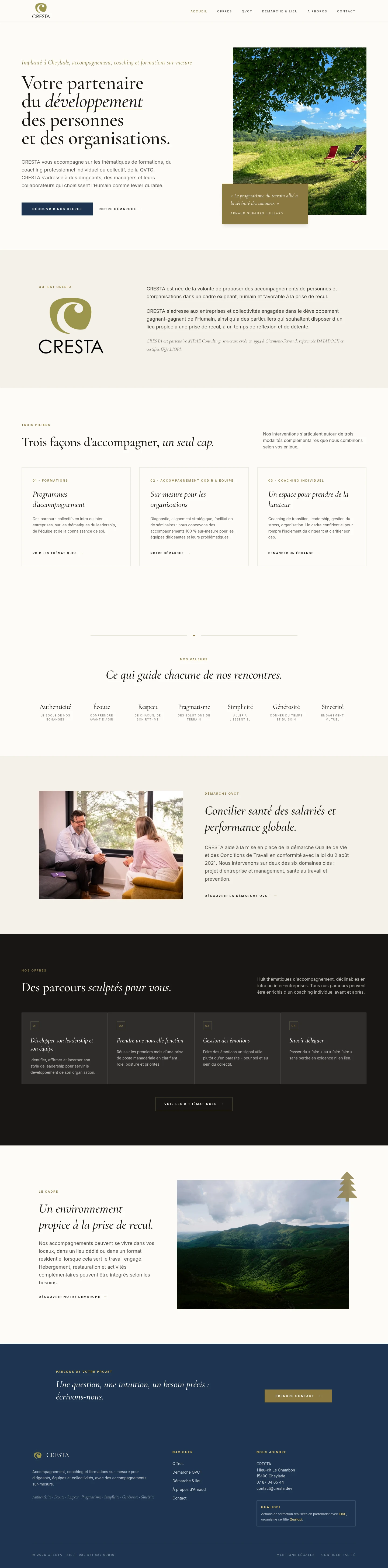 Page d’accueil CRESTA : accompagnement, offres et démarche