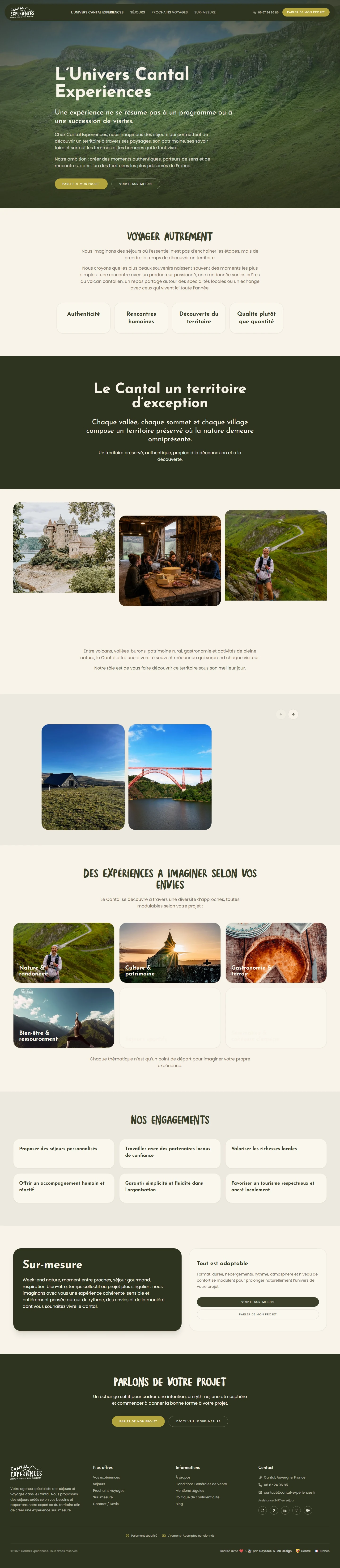 Page groupes et professionnels de Cantal Experiences
