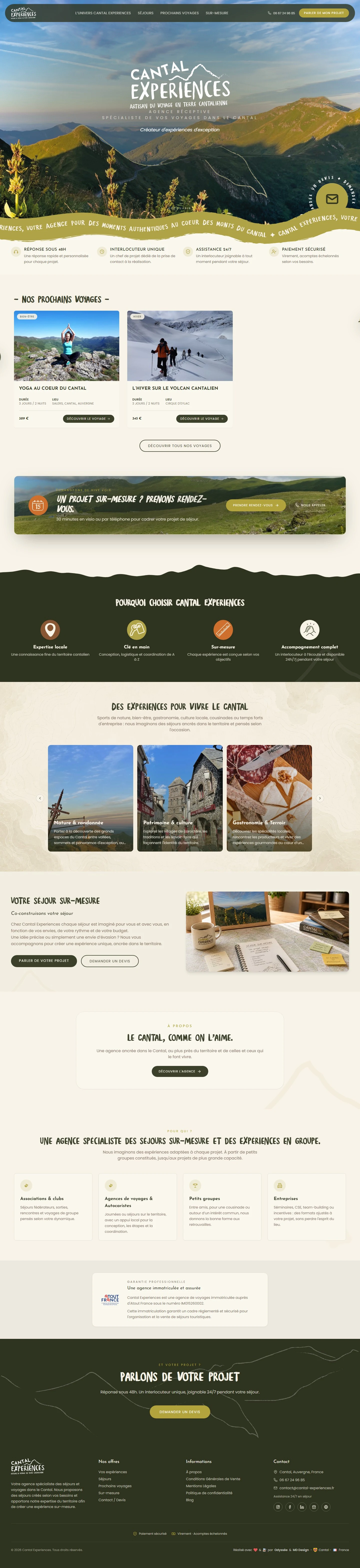 Page d’accueil de Cantal Experiences