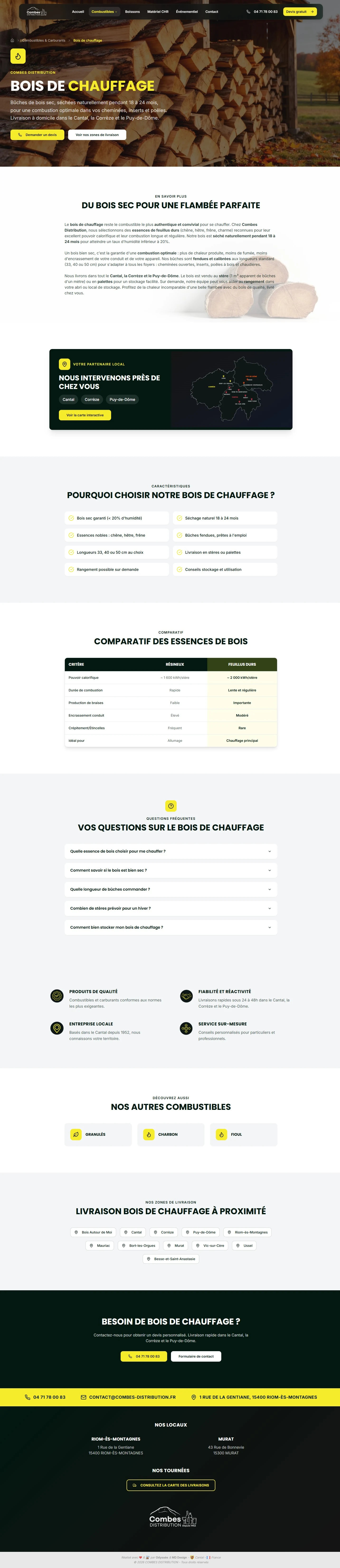 Page Bois de chauffage de Combes Distribution