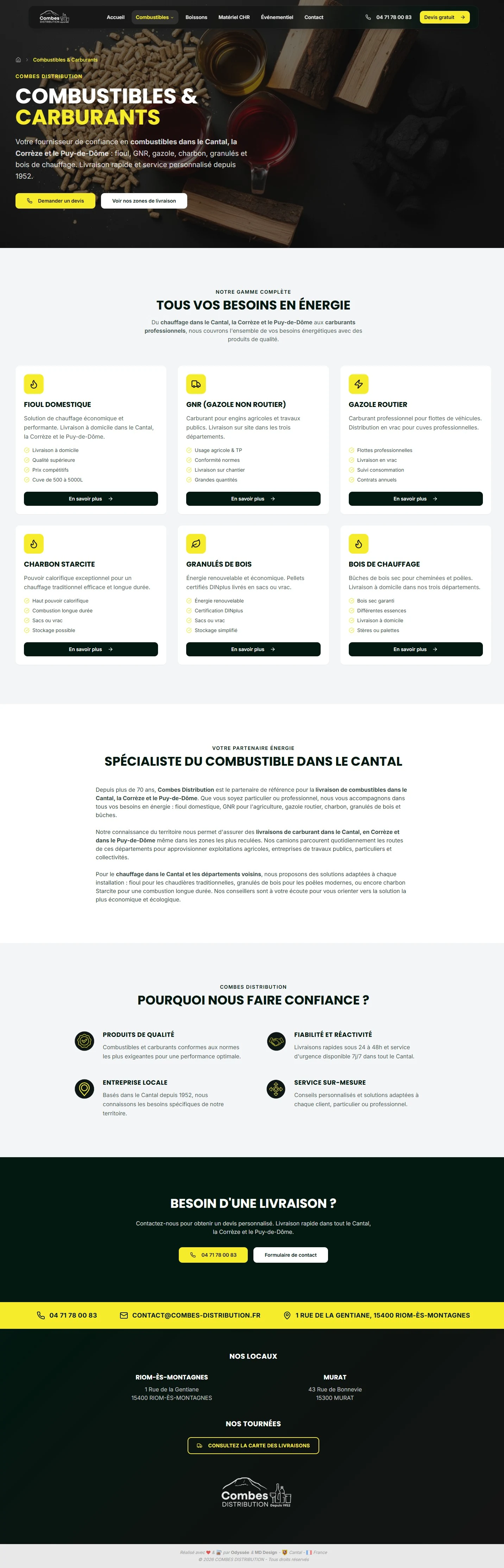 Page Combustibles et carburants de Combes Distribution