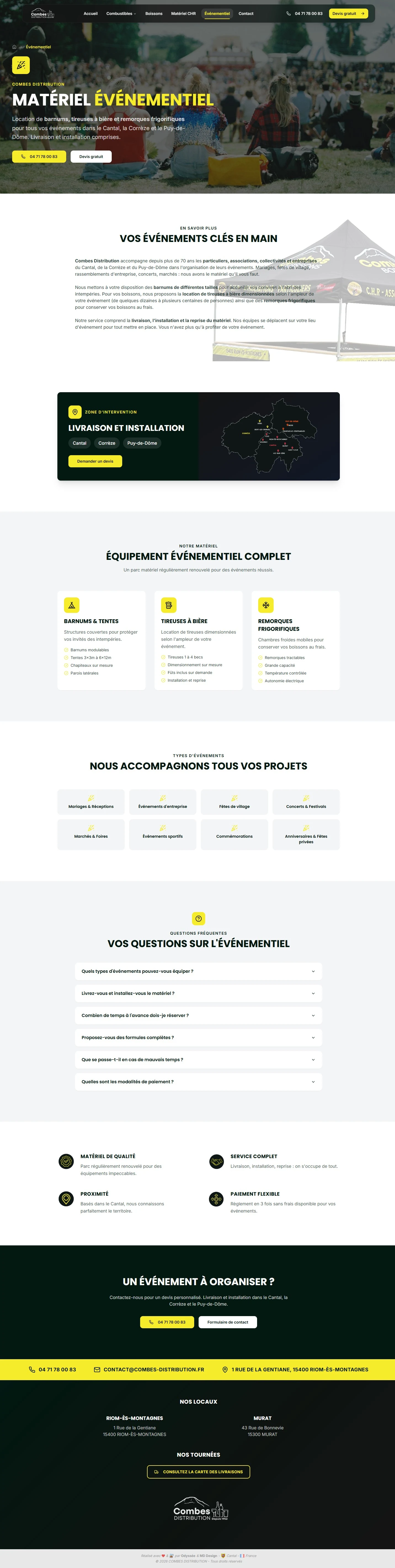 Page Événementiel de Combes Distribution