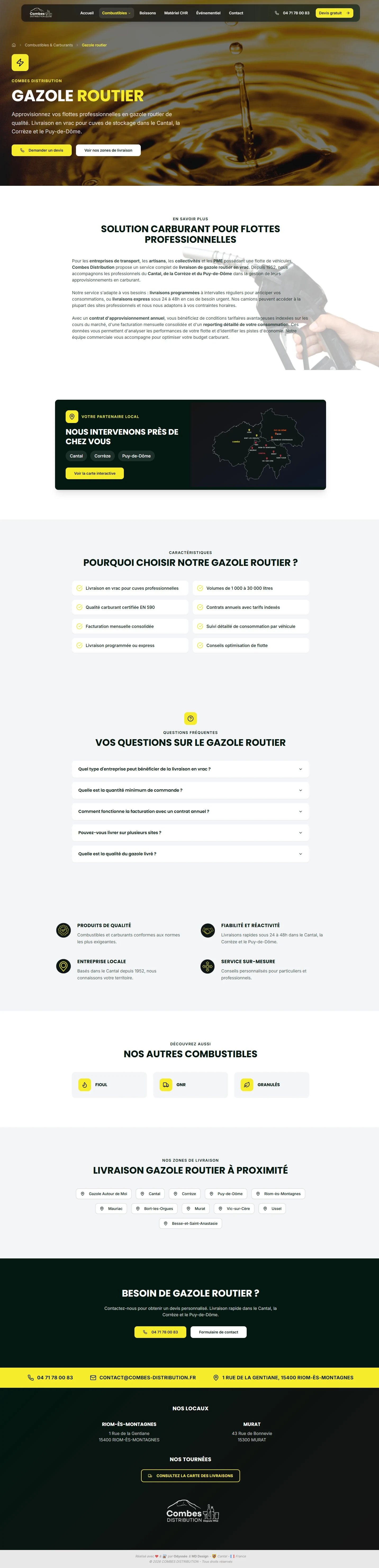 Page Gazole routier de Combes Distribution