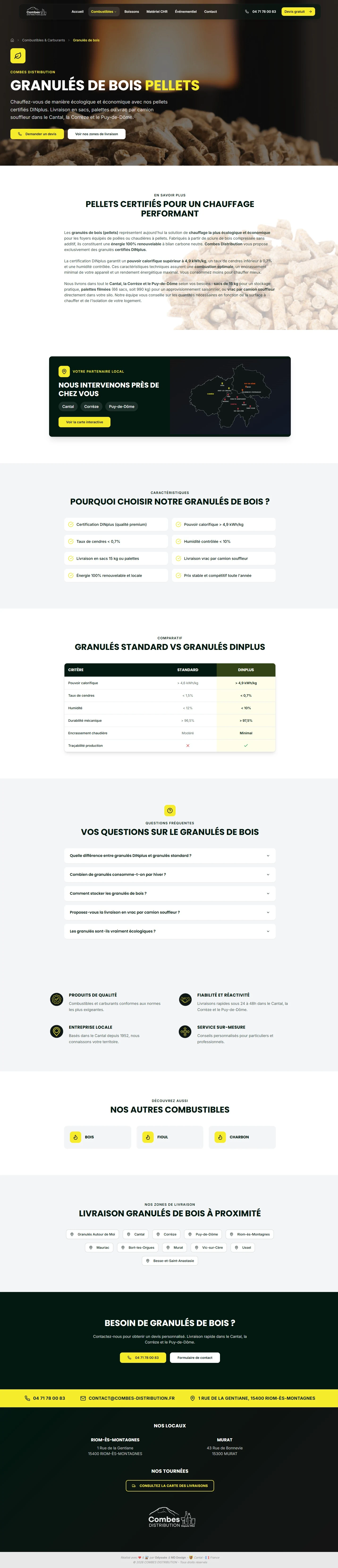 Page Granulés de bois de Combes Distribution