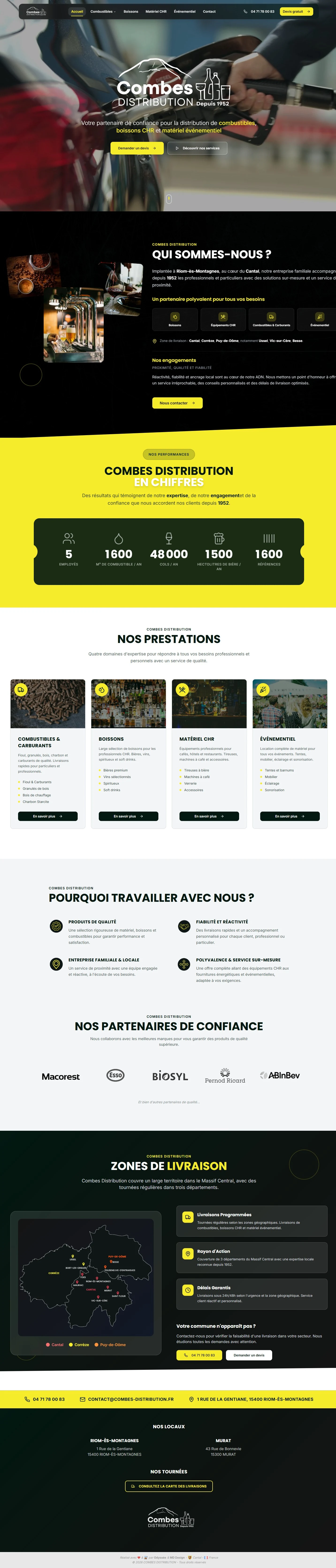 Capture de la page d’accueil Combes Distribution