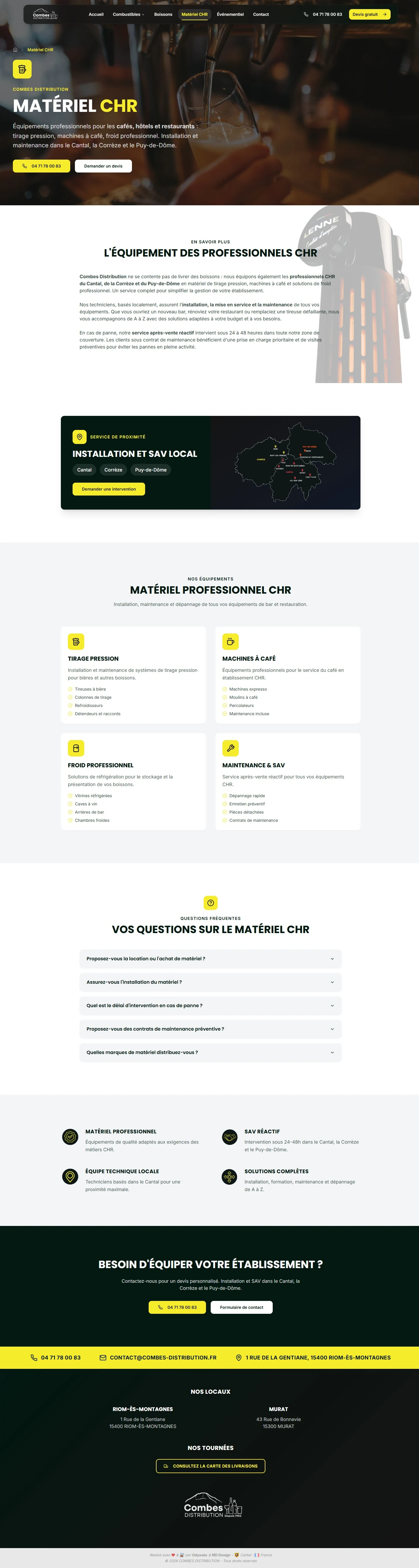 Page Matériel CHR de Combes Distribution