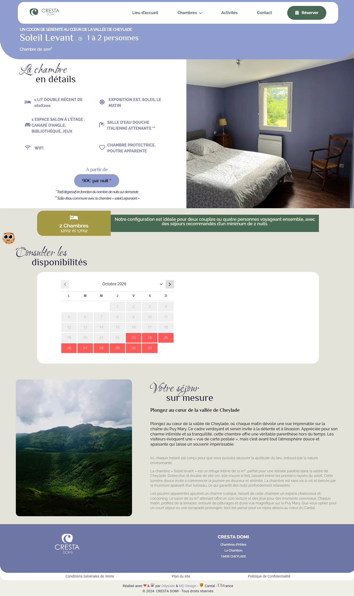Chambre Soleil Levant : photographies, équipements et calendrier Open System