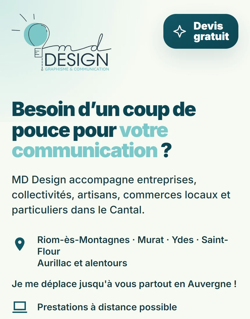 Accueil mobile du studio graphique MD Design